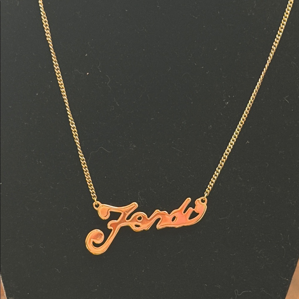 Fendi Gold Script Necklace
